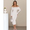 Women's 2025 Fall Off-Shoulder Bodycon Sweater Dress - Elegant Long Sleeve Midi/Maxi Dress for Club, Party & Formal Occasions White - 3 of 4