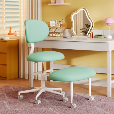 Pinmoco Upholstered Office Chair Adjustable Height Ergonomic Office Chair with Lumbar Support and Wheels