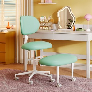 Pinmoco Egg-Shape Upholstered Office Chair Adjustable Height Ergonomic Office Chair with Lumbar Support and Wheels - 1 of 4