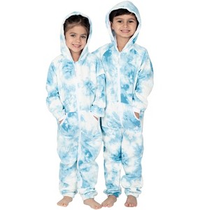 Joggies - TieDye Blue Toddler Footless Hoodie One Piece - 1 of 4
