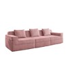 Modular 3-Seater Boneless Corduroy Sofa with Cloud Sectional & Throw Pillows - 3 of 4