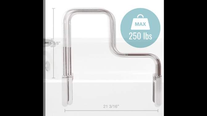 DMI Rust Resistant Grab Bar Tub and Shower Handle for Safety and Stability Chrome - HealthSmart, 2 of 6, play video