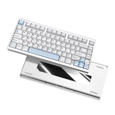 MaseiKar AL75 PRO 75% Wireless Mechanical Gaming Keyboard,BT/2.4G/Wired,PBT Keycaps,Gasket Mounted Hot Swap,Custom RGB Backlight(Silver, Blue Grey)