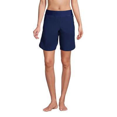 Lands' End Women's Petite 9 Quick Dry Modest Board Shorts Swim Cover-up  Shorts - 8 - Deep Sea Navy
