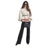 Coolmee Women's Batwing Sleeve Pea Coats Oversized Belted Trendy Casual Stand Collar Cloak Cape Coats - 3 of 4