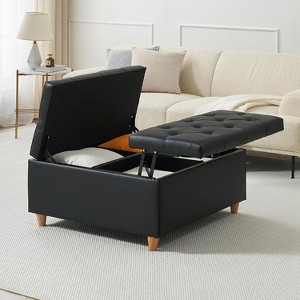 Acekool Storage Ottoman Coffee Table, Lift-Top, Button Tufted, 35.5"x35.5"x20" - 1 of 4