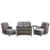 Gymojoy 7 Piece Outdoor Wicker Loveseat Sofa with Patio Swivel Glider Chairs with Coffee Table and Ottoman Sets - 2 of 4