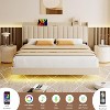 coucheta Floating Bed Frame Full with LED Lights & USB Charging Station–Modern Upholstered Platform Bed with Headboard,No Box Spring,Noise-Free - 4 of 4