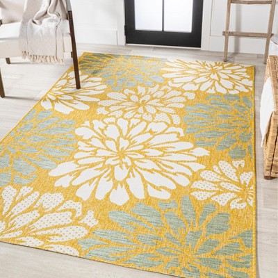 Reversible Gray Floral Synthetic 3x5 Area Rug