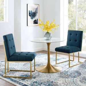 Set of 2 Privy Stainless Steel Upholstered Fabric Dining Accent Chairs - Modway - 1 of 4