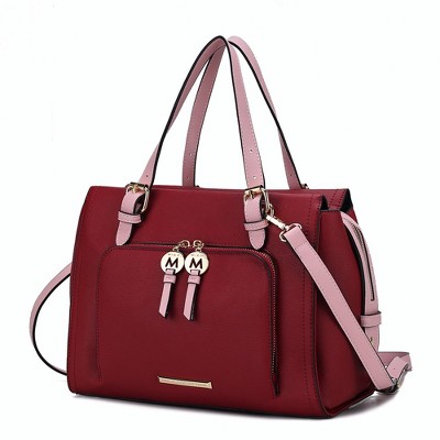 MKF Collection Elise Vegan Leather Color-block Women’s Satchel Bag by Mia K