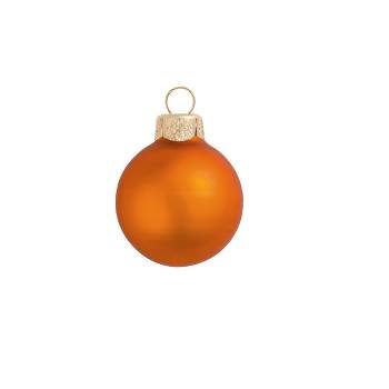 Northlight Matte Finish Glass Christmas Ball Ornaments - 3.25" (80mm) - Pumpkin Orange - 8ct