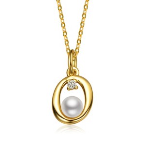 Personalized 14K Gold Plated Initial Pearl Pendant Necklace for all ages: A Charming gold Elegant Keepsake Gift - 1 of 3