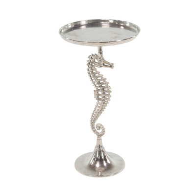 Coastal Aluminum Pedestal Accent Table Silver - Olivia & May