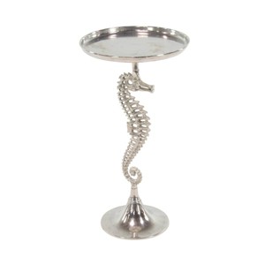 Coastal Aluminum Pedestal Accent Table Silver - Olivia & May - 1 of 4