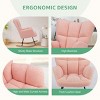 FURNIinspire Accent Chairs Living Room Chairs Teddy Upholstered Rocking Chair Bedroom Armchair Modern Reading Chair, Pink, 33.46"*22.8"*38.98" - 4 of 4