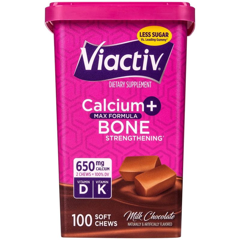 Viactiv Calcium Supplement Plus Vitamin D Soft Chews - Milk Chocolate - 100ct, 1 of 8
