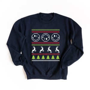 S.W.Smiley Ugly Christmas Sweater Pixels - Women's Graphic Sweatshirt - 1 of 4