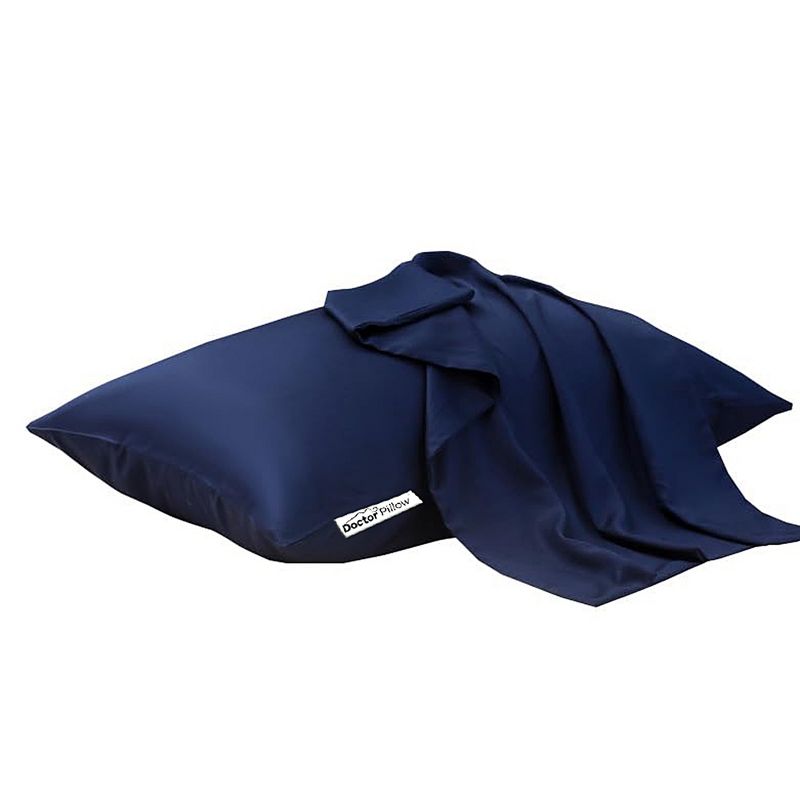 Doctor PillowNavy Blue Pillow Cases Queen Size 2 Pack, Bamboo Rayon Cooling Pillowcases, 1 of 7