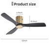 Sofucor 52 Inch Gold Flush Mount Ceiling Fan with Remote Control Solid Wood Blades Modern Indoor/Outdoor Fan No Light for Bedroom/Farmhouse/Patio - 4 of 4
