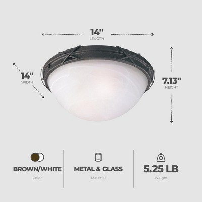 Rustic White Alabaster Glass Outdoor Flush Mount Light