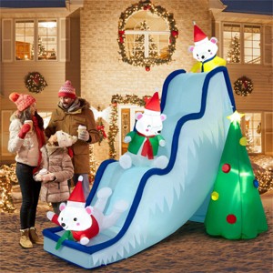 9 Feet Christmas Decoration Inflatable Polar Bear Slide Scene Decoration - 1 of 4