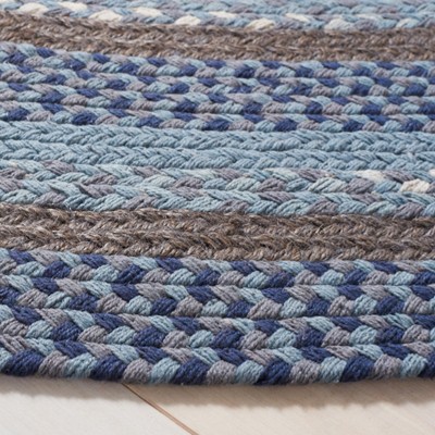 Handwoven Blue and Gray Round Cotton Area Rug