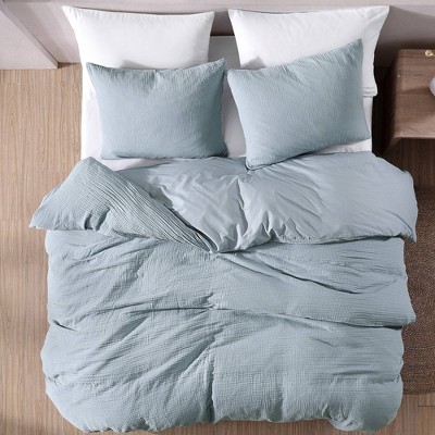 Devin Light Blue Cotton Gauze Queen Comforter Set