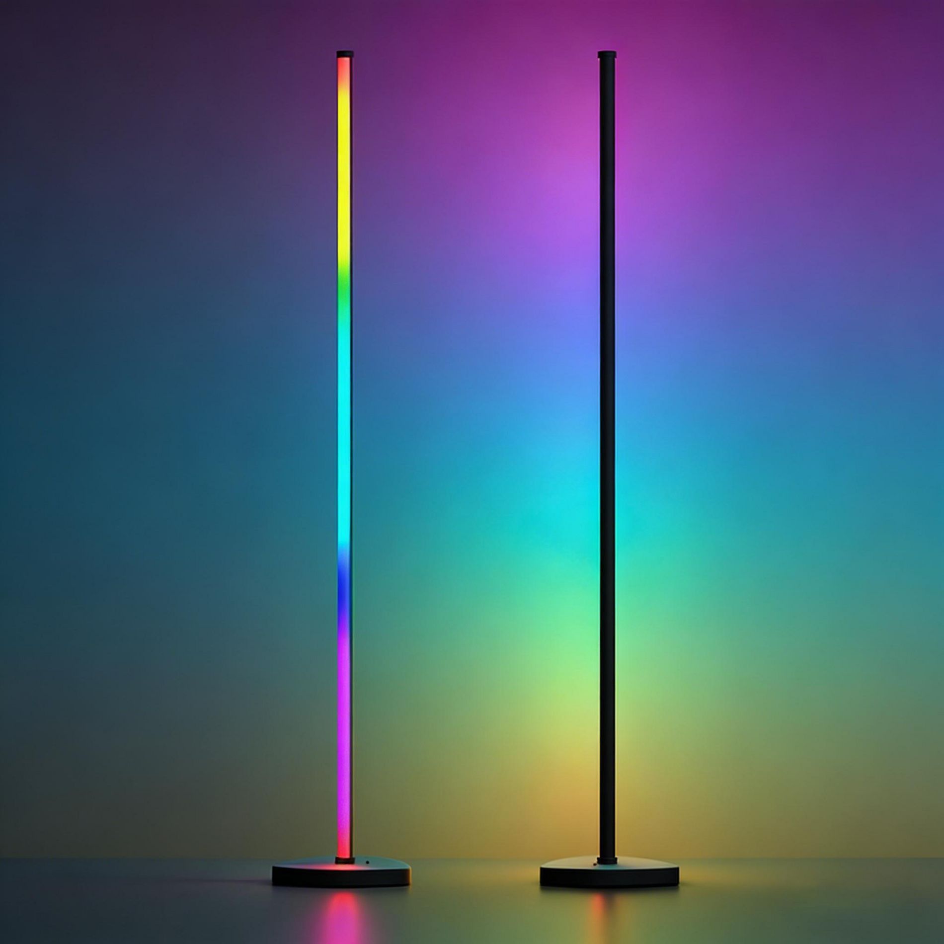 MOVSSOU RGB LED Corner Floor Lamp - Remote Control 16 Million Colors & Music Sync, Timer, Ideal for Living Room Bedroom Gaming