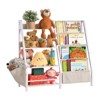 Infurnic Decorative Bookshelf Kids Bookshelf Book Shelf with Side Pocket, 4 Tier Sling Bookcase Toy Organizer Toddler Nursery Book Shelves, White, - 4 of 4