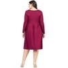Plus Size Long Sleeve Fit and Flare Midi Dress - 24seven Comfort Apparel™ - 3 of 4
