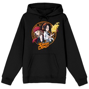 Shaman King Yoh Anna & Amidamaru Spirit Ball Long Sleeve Men's Black Hooded Sweatshirt - 1 of 3