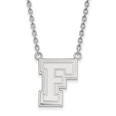 Black Bow Jewelry 10k White Gold Fordham Rams NCAA Necklace 18 Inch