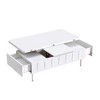 Ridstar Modern Two Drawer Lift Top Coffee Table with Hidden Storage Compartment For Living Room-White - 2 of 4