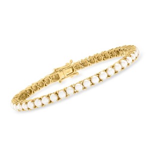Ross-Simons 4mm Cultured Pearl Tennis Bracelet in 18kt Gold Over Sterling - 1 of 4