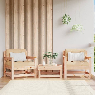 vidaXL Patio Chairs 2 pcs Solid Wood Pine