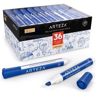 Arteza Dry Erase Markers, Chisel Tip, Blue for School - 36 Pack (ARTZ-8555)