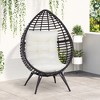 Outsunny Patio Wicker Lounge Chair with Soft Cushion, Outdoor/Indoor PE Rattan Egg Teardrop Cuddle Chair with Height Adjustable Knob for Garden - 2 of 4