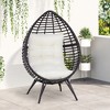 Outsunny Patio Wicker Lounge Chair with Soft Cushion, Outdoor/Indoor PE Rattan Egg Teardrop Cuddle Chair with Height Adjustable Knob for Backyard Garden Lawn Living Room - image 2 of 4