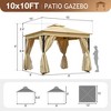VYNXARIA 10*10 Outdoor Gazebo Tent with Double Roofs, Patio Gazebo with Mosquito Netting and Privacy Screens(Beige) - 3 of 4