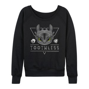 Women's - How to Train Your Dragon - Toothless Line Art Lightweight French Terry Wide Neck Long Sleeve Shirt - 1 of 4