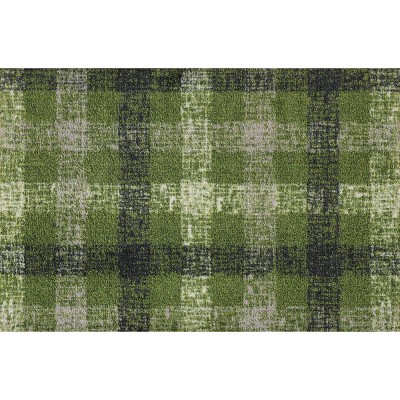 2'x3' Colorstar Sketch Plaid Door Mat Green - Bungalow Flooring: Indoor ...