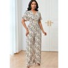 MOCAMEL  V-Neck Short Sleeve All-Over Striped Print Elastic Waist Drawstring Waist Elegant Casual Romper For Women - 4 of 4