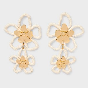 Raffia Flower Drop Earrings - A New Day™ White - 1 of 2