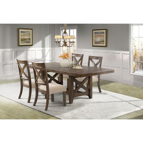 5pc Francis Dining Set Table And 4 X Back Wooden Chairs Brown Picket House Furnishings Target