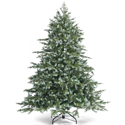 Tangkula Evergreen Artificial Christmas Tree, Mixed PE & PVC Tree Metal Stand Included, Unlit Xmas Tree