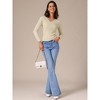 INSPIRE CHIC Women's V-Neck Knitted Ruched Button Decor Long Sleeve Slim Fit T-shirt - 3 of 4