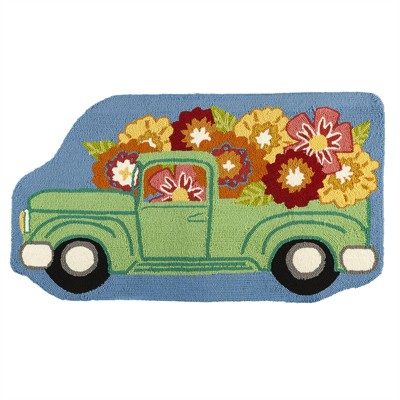 Cape Craftsmen Flower Truck Shaped Hooked Rug