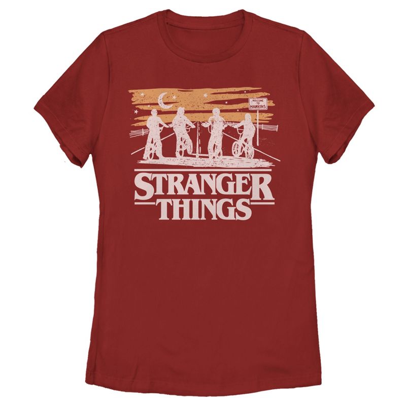 Women's Stranger Things Starry Bike Ride T-Shirt, 1 of 4