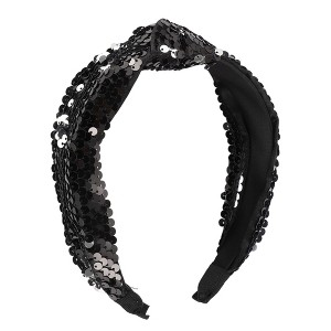 Unique Bargains Women's Elegant Sequined Knotted Wide Hairband 6.69"x5.31" 1 Pc - 1 of 3